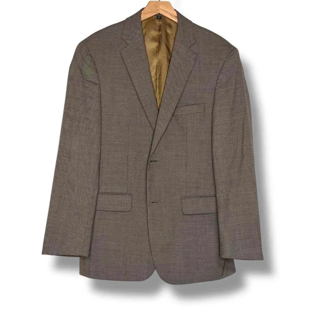 Jos. A. Bank 1905 Sz 39R Brown Houndstooth Wool Blend Sport Coat Blazer 2 Button